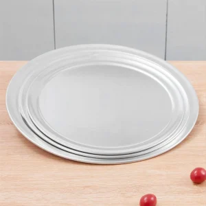 CHAROLA ALUMINIO REDONDA DE 12 PG PARA PIZZA CON BORDE ANCHO (PRECIO POR 24 PIEZAS)