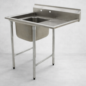 FREGADERO DE UNA TARJA CON ESCURRIDOR AL LASO DERECHO MEDIDAS GENERALES: 40X31X44 PG CON TARJA DE: 18 X 18 X 13 1/2 PG ACERO INOXIDABLE T 304 EAGLE GROUP