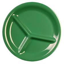 Plato de melamina Verde Selva Tropical de 10 1/4 pg con 3 compartimentos GET (Precio por 12 piezas)