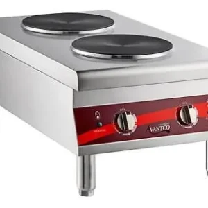 PARRILLA ELECTRICA 2 QUEMADORES FRENTA ATRAS SOBREMESA 208/240V, 1800 W DIAMETRO DEL QUEMADOR 7 PG MEDIDA GENERAL: 23 5/8 X 13 X 5 1/2 PG AVANTCO