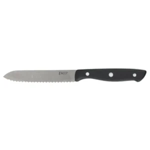 Cuchillo para carne Libbey 201 2642 de acero inoxidable pulido de 8 7/8" con mango de baquelita negra - Paquete de 12