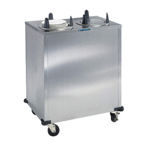 Dispensador/calentador de platos calentado Lakeside 5410, movil, cerrado, de acero inoxidable, de cuatro niveles, para platos de 9 1/4 pg a 10 1/8 pg de 120 V, Altura de Cada pila de 25 pg