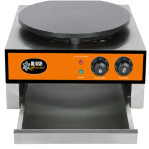 Crepera Cme-1 Gabinete En Acero Inoxidable, Plato De Fundición Con Teflón 49 X 45 X 23 Cm