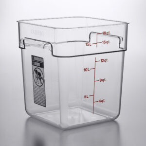 CONTENEDOR CUADRADO DE POLICARBONATO 18 QT (17.2 LTS) CAMBRO (SU TAPA ES 214SFC12)