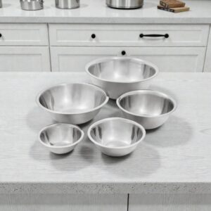 JUEGO SET DE BOWLS ACERO INOX 1.5, 3, 4, 5, y 8 QT (MEDIDAS: 6 1/4, 7 3/4, 9 3/4, 11 1/8 y 13 1/4 PG) CALIBRE STANDARD
