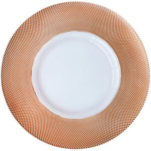 Plato Base Color Dorado de 33cms Modelo 200001RG MATERIAL VIDRIO (VENTA EN MULTIPLOS DE 24 PIEZAS)