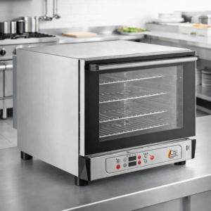 HORNO DE CONVECCION ELECTRICO MEDIO 1.9 PIES CUBICOS 208-240V, 2700W CAPACIDAD DE 4 CHAROLAS DE 13 x 18 PG MEDIDA GENERAL: 23 1/2 X 22 1/2 X 20 PG INJECCION DE HUMEDAD MARCA COOKING PERFORMANCE
