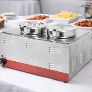 BANO MARIA ELECTRICO PARA 2 CALDOS INSERTO REDONDO DE 4 QT Y 7.5 QT  CON 2 CUCHARONES DE 3 ONZAS