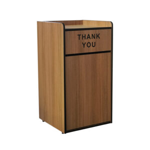 Contenedor de Basura de Para Bote de 35 galones (No incluido) en Color Nogal con Puerta Abatible con la inscripcion Thank You Lancaster Table & Seating