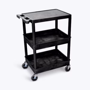 CARRO DE SERVICIO 3 ENTREPAÃ‘OS CON AGARRADERA 300 LB USO RUDO 24 X 18 X 42 PG DE 2 RUEDAS CON  FRENO MATERIAL PLASTICO LUXOR