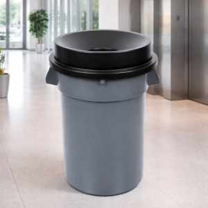 CONTENEDOR DE BASURA 32 GAL CON TAPA TIPO EMBUDO HUSKEE