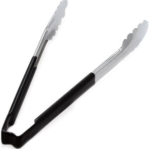 PINZA DE ACERO INOXIDABLE 9 1/2 PG CON MANGO DE PLASTICO NEGRO ESCALOPADA 4780920 VOLLRATH