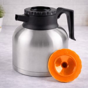 JARRA PARA CAFE TERMICA DESCAFEINADO TAPA NARANJA DE ACERO INOX DE 1.9 LTS (64oz)