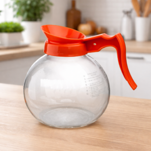 JARRA PARA CAFi‰ TRANSPARENTE COLOR NARANJA DECAF DE 1.9 LTS (64oz)