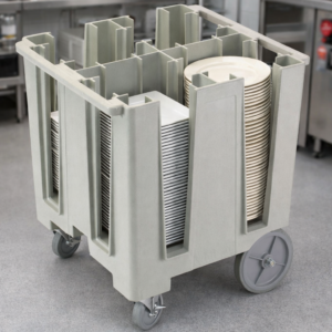 CARRO TRANSPORTADOR DE PLATOS 4 COLUMNAS CON CUBIERTA DE VINIL CAPACIDAD 180 - 240 PLATOS (RECIBE PLATOS DE 11 1/2 PG)