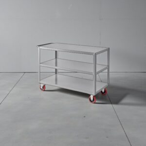 CARRO DE SERVICIO 3 REPISAS USO RUDO ACERO INOX T.430 CAL. 12 CAPACIDAD DE CARGA 544 KG, MEDIDAS: 122 X 60 X 88 CMS LAVEX