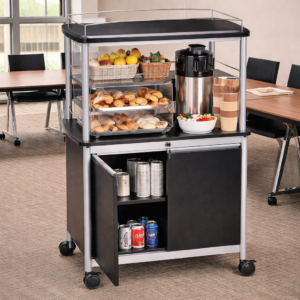 CARRO DE SERVICIO CON REPISAS Y PUERTAS 33 1/2PG x 21 3/4PG x 43PG LAMINADO DE MELAMINA 8964BL SAFCO