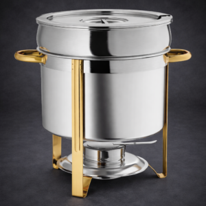 CHAFER PARA SOPAS 7 QT REDONDO CON DETALLES DORADOS CHOICE