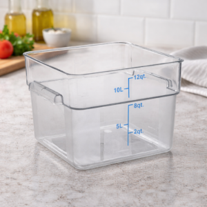 CONTENEDOR CUADRADO DE POLICARBONATO 12 QT (11.36 LTS) 10 7/8 X 10 7/8 X 8 PG VIGOR (SU TAPA ES 176SQRCLL12)
