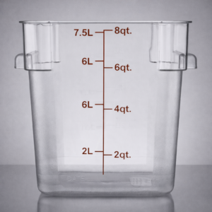 Contenedor Cuadrado de Policarbonato de 8 Qt. (7.5lts) 8 3/4 x 8 3/4 x 8 1/2 pg (Tapa 176SQRCLL6)