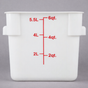 Contenedor Cuadrado de Polipropileno de 6 Qt.  Blanco