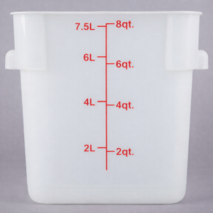Contenedor Cuadrado de Polipropileno de 8 Qt.  Translucido 8 3/4 x 8 3/4 x 8 1/2 pg