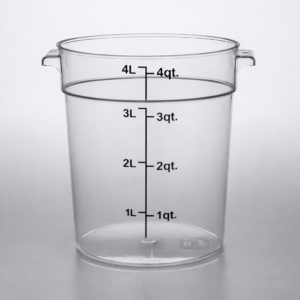 Contenedor Redondo de Policarbonato de 4 Qt. (4lts) 8 1/2 x 5 3/4 x 7 1/8 pg