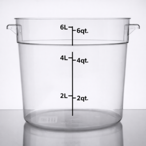 Contenedor Redondo de Policarbonato de 6 Qt. (6lts) 7 3/4 x 7 1/2 x 8 3/4 pg