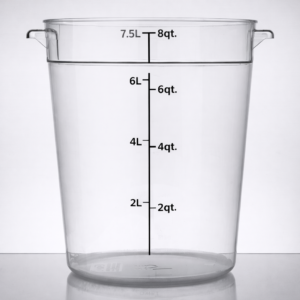 Contenedor Redondo de Policarbonato de 8 Qt. (7.5lts) 10 5/8 x 7 x 8 3/4 pg