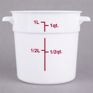Contenedor Redondo de Polipropileno de 1 Qt.  Blanco (0.94 lts) 4 1/4 x 4 1/4 x 5 1/8 pg