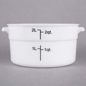 Contenedor Redondo de Polipropileno de 2 Qt.  Blanco (1.89 lts) 4 1/4 x 6 1/4 x 7 1/8 pg  (TAPA 176RNDWHL2 )