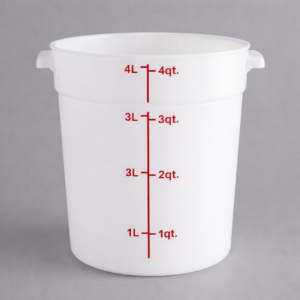 Contenedor Redondo de Polipropileno de 4 Qt.  Blanco (3.78 lts) 8 1/2 x 5 3/4 x 7 1/8 pg (TAPA 176RNDWHL2 )