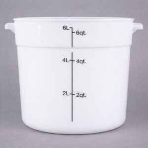 Contenedor Redondo de Polipropileno de 6 Qt.  Blanco (5.6 lts) 7 3/4 x 7 1/2 x 8 3/4 pg (TAPA 176RNDWHL6)