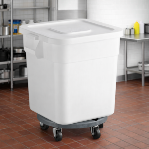 CARRO ALMACENADOR DE GRANOS E INGREDIENTES 32 GALONES (121 LTS) CUADRADO Y BASE CON RUEDAS BAKERS MARK