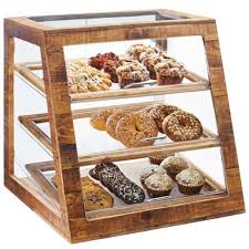 EXHIBIDOR PARA PANADERIA 3 REPISAS DE MADERA 21 x 21 1/2 x 21 1/2 PG CAL MIL