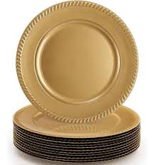 Plato Base Color Dorado de 33cms Con Borde Punteado Material Plastico Choice (Precio por 12 piezas)