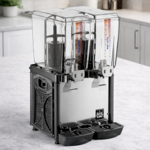 DISPENSADOR DE BEBIDAS REFRIGERADO DOBLE 5 GALONES CADA TINA MARCA CARNIVAL KING MEDIDAS: 15 5/8 X 16 5/16 X 29 1/8 PG