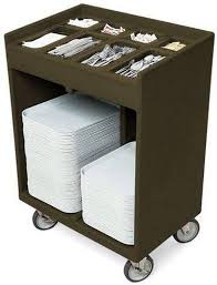 CARRO PARA CHAROLA Y CUBIERTOS DE POLIETILENO CON RUEDAS MEDIDAS: 32.3 X 21.3X 45.5 PG COLOR CAFE