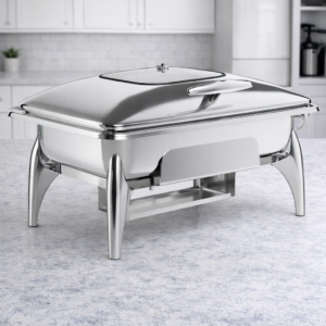 CHAFER RECTANGULAR DE INDUCCION 8 QT ACERO INOXIDABLE CON TAPA DE ACERO Y CRISTAL CON BASE VOYAGE ACOPA