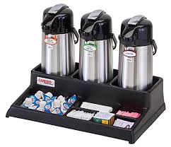 BASE DE PLASTICO PARA TERMO DE CAFE CON ORGANIZADOR DE CONDIMENTOS MEDIDA DE ESPACIO 14 CM (NO INCLUYE TERMOS)