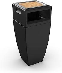 BOTE DE BASURA 24 GAL. MATERIAL PLASTICO DECORATIVO CON TAPA CENICERO COLOR NEGRO (SOBRE PEDIDO 4 SEMANAS) COSTO UNITARIO, PEDIDO MINIMO 2 PIEZAS