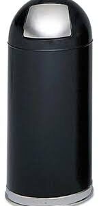 BOTE DE BASURA REDONDO CON TAPA RETRACTIL 15 GALONES (56.7 LTS) LANCASTER COLOR NEGRO