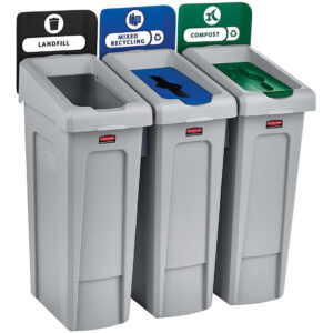 CONTENEDOR DE BASURA SLIM JIM 2007918 ESTACION DE 3 PIEZAS PARA RECICLADO Rubbermaid