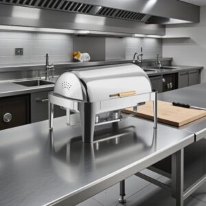 CHAFER ENTERO 8 QT ROLL TOP DE LUJO AGARRADERA DORADA