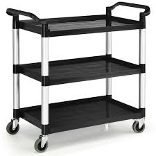 CARRO DE SERVICIO DE PLASTICO 3 REPISAS 33 x 17 X 37 PG NEGRO 97006 VOLLRATH
