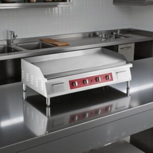 PLANCHA ELECTRICA 122 CMS ACERO INOXIDABLE EG48N CON RANGO DE TEMPERATURA DE 150 - 570 GRADOS FARENHEIT 208/240V PESO:136 KG