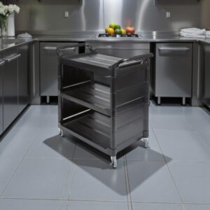 CARRO DE SERVICIO RUBBERMAID 33 5/8 X 18 5/8 X 36 5/8 PG PLASTICO, LATERALES CERRADOS, MAX 150 LBS