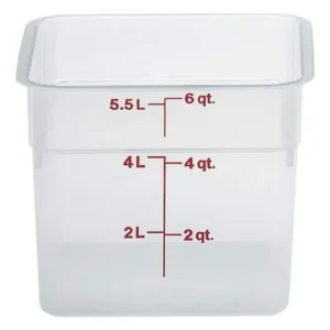 CONTENEDOR CUADRADO DE POLIPROPILENO 6 QT (5.7 LTS) CAMBRO TAPA 214sfc6scpp