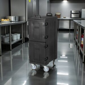 CAJA TERMICA DOBLE CON LLANTAS PARA 10 CHAROLAS ENTERAS 6 CM MEDIDAS: 17 X 24 1/2 X 49 3/4 PG CONSERVA TEMPERATURA HASTA POR 6 HRS CARLISLE