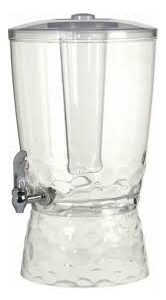 Dispensador de 3 Galones (11.35 lts) Acrilico con Compartimento para Hielo e infusor para frutas Con Textura